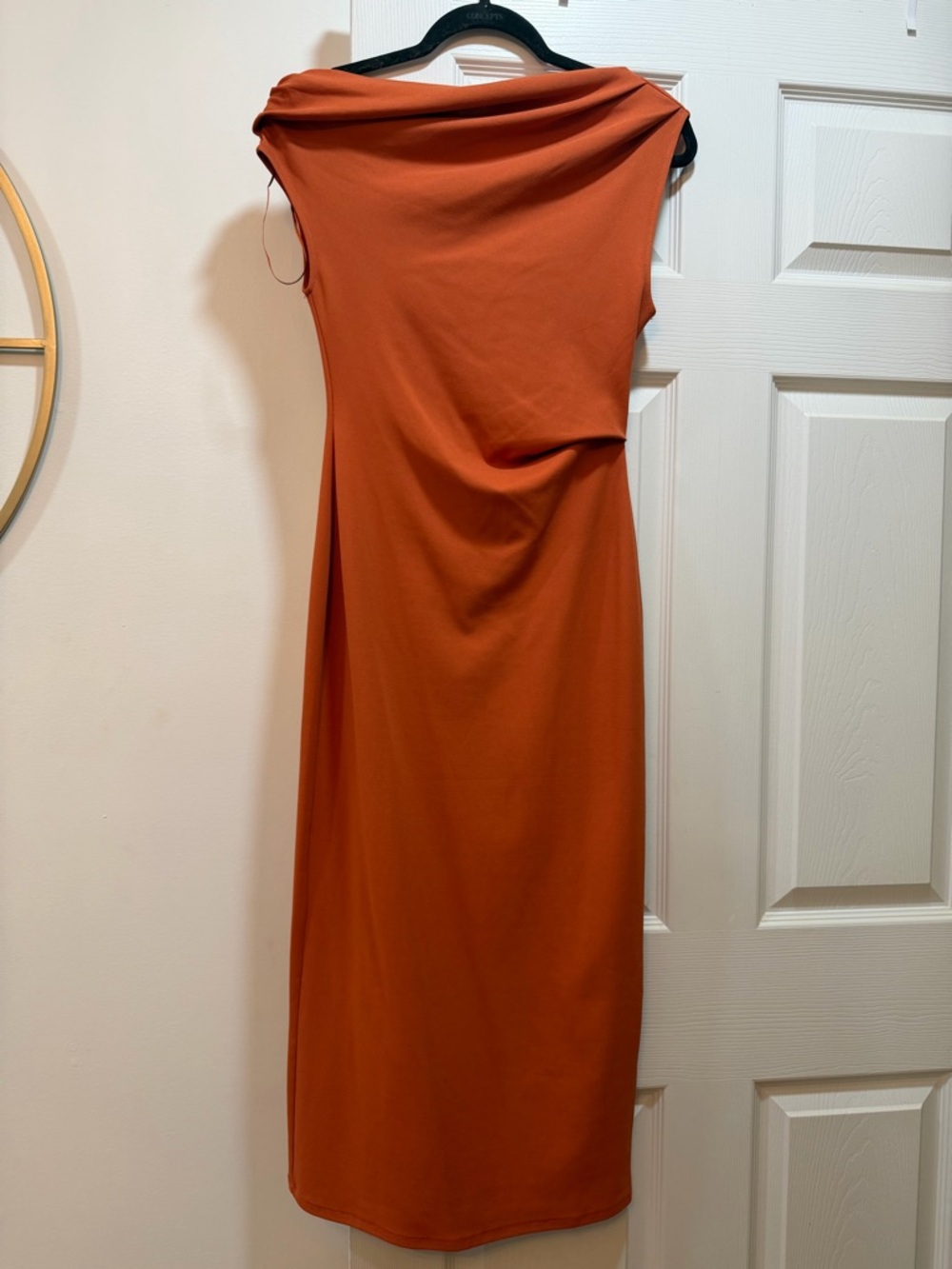 Zara Orange Cowl Neck Midi Dress - Picture 2 of 3